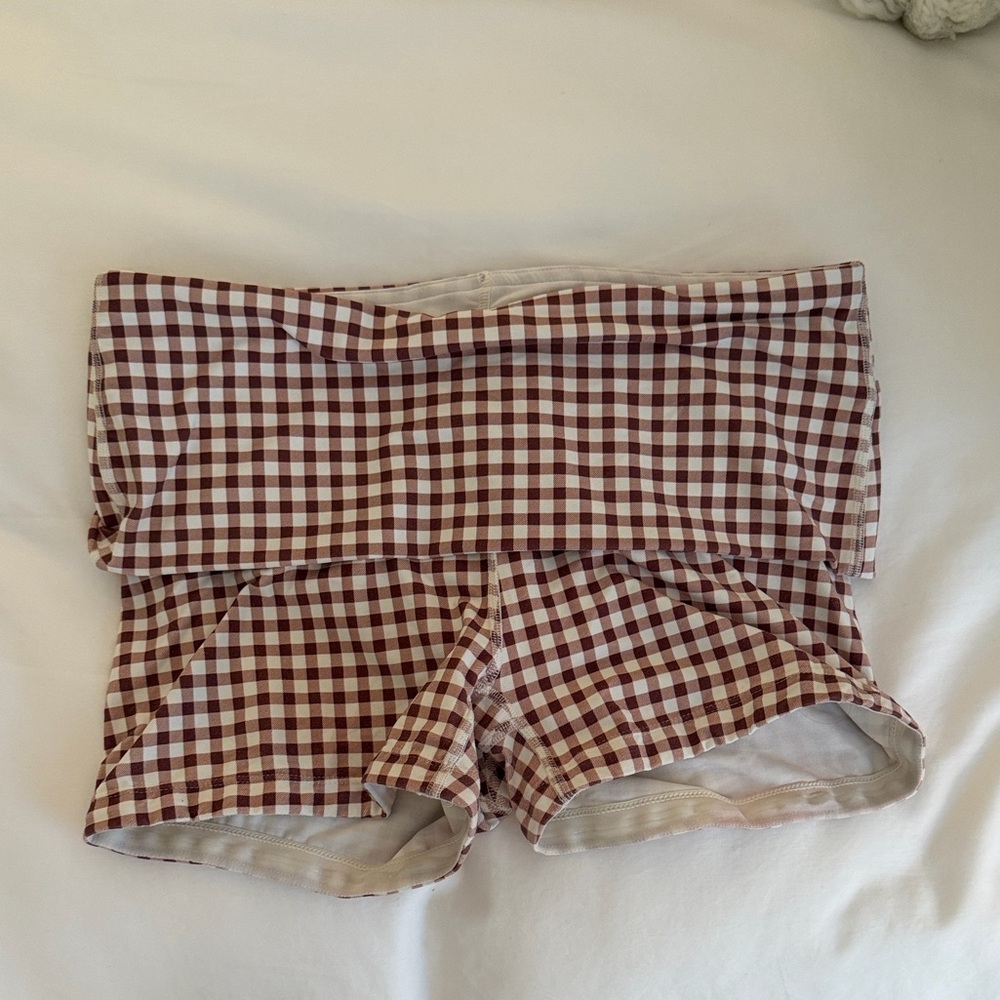 JoyLab Brown Gingham Biker Shorts - Picture 4 of 5